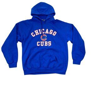 Gildan Mens Chicago Cubs Hoodie Sweatshirt Large Blue Activewear Casual Pullover